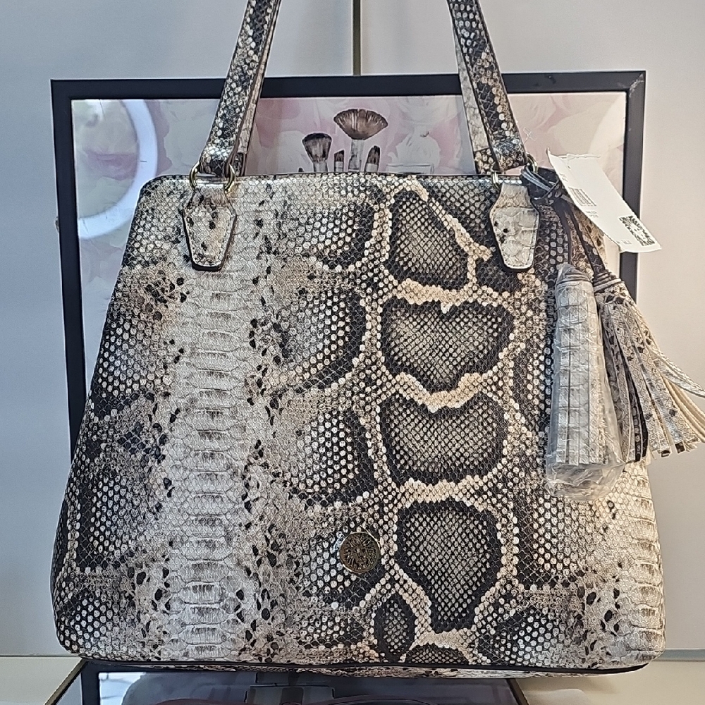Anne Klein PRODUCT: Black and Cream Textured‎ Snakeskin Tote NWT